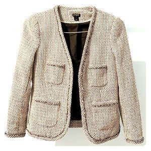 J. Crew Tweed Suit Jacket Size 2 Black and Ivory